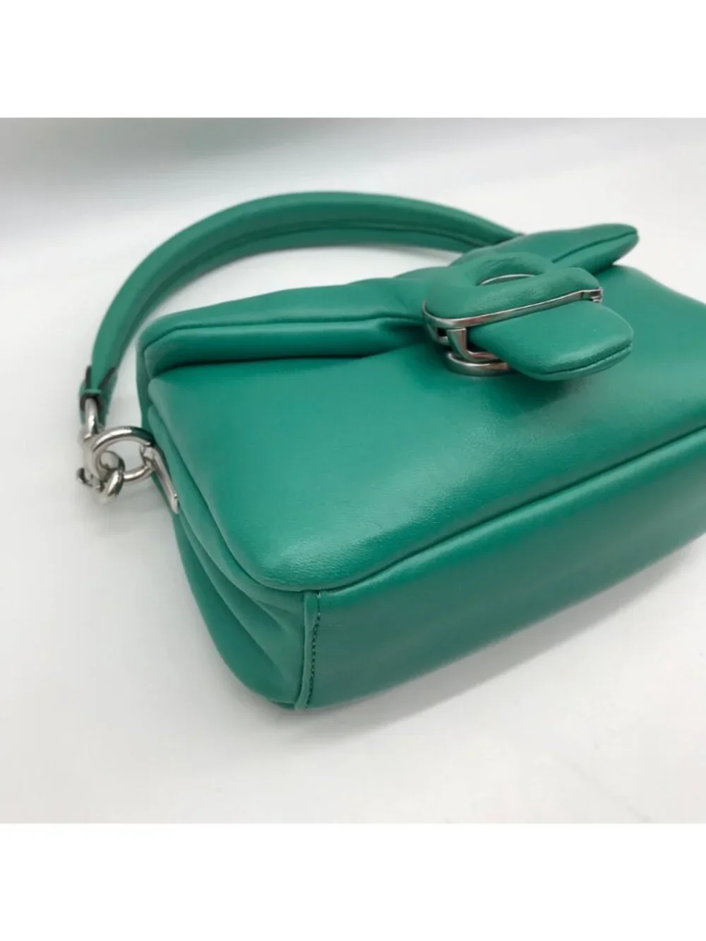 Coach Teal Leather Tabby 18 Pillow Shoulder Bag C3880